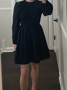 Gianni Bini Black Mini Dress with Puff Sleeves